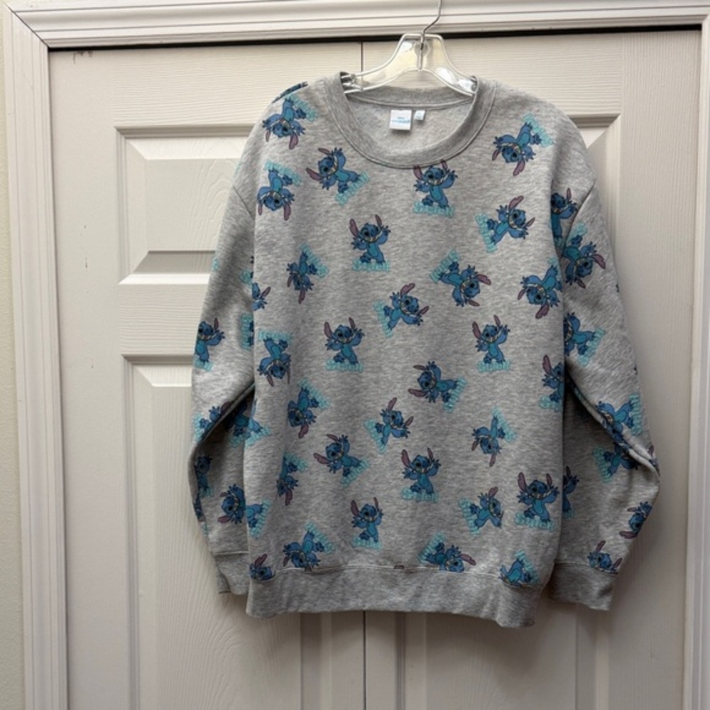 Disney Lilo&Stitch Gray and Blue Graphic Soft Sweatshirt
